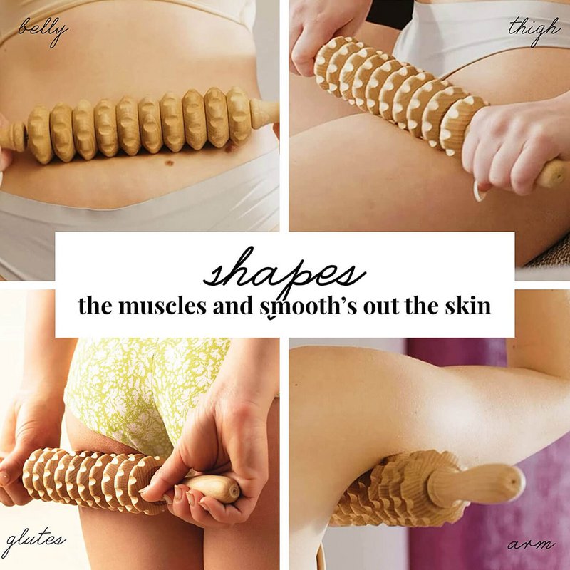 Wooden Cellulite Massage Body Roller Lymphatic Drainage Massager Maderotherapy