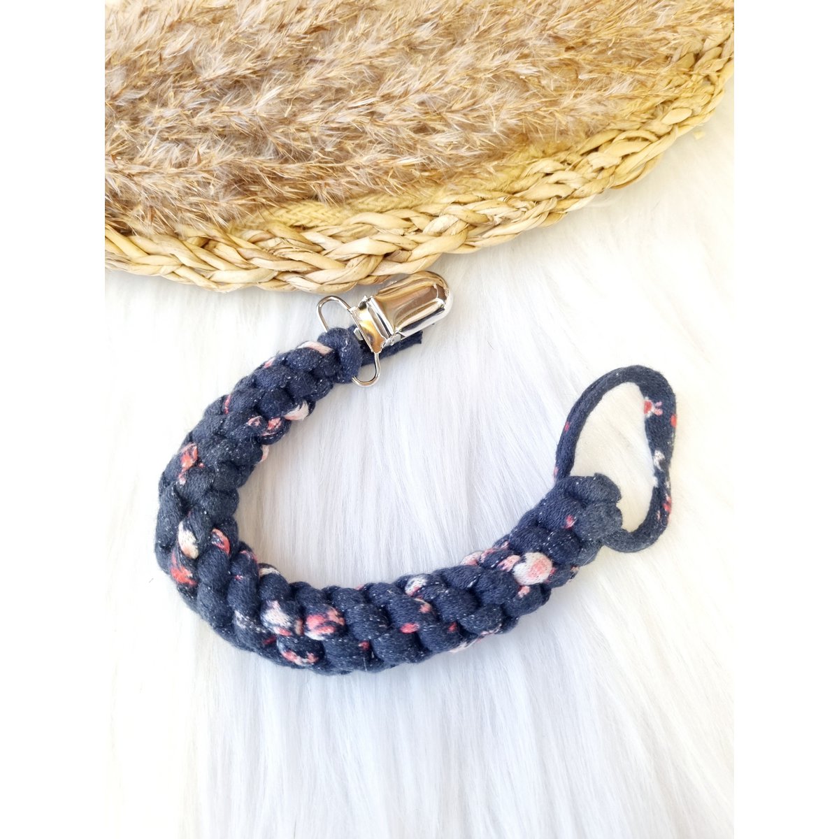 Speenkoord Twist Blue and roses