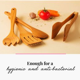 4 Piece Wooden Kitchen Cooking Set Cherry Wood