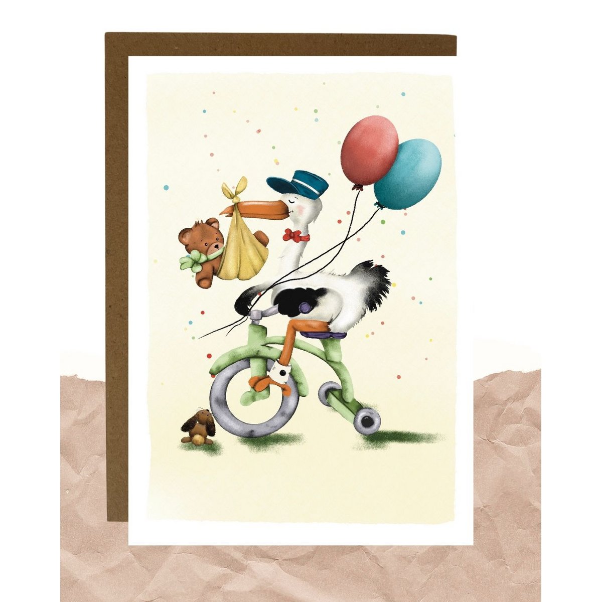 Postal - entrega de cigüeñas