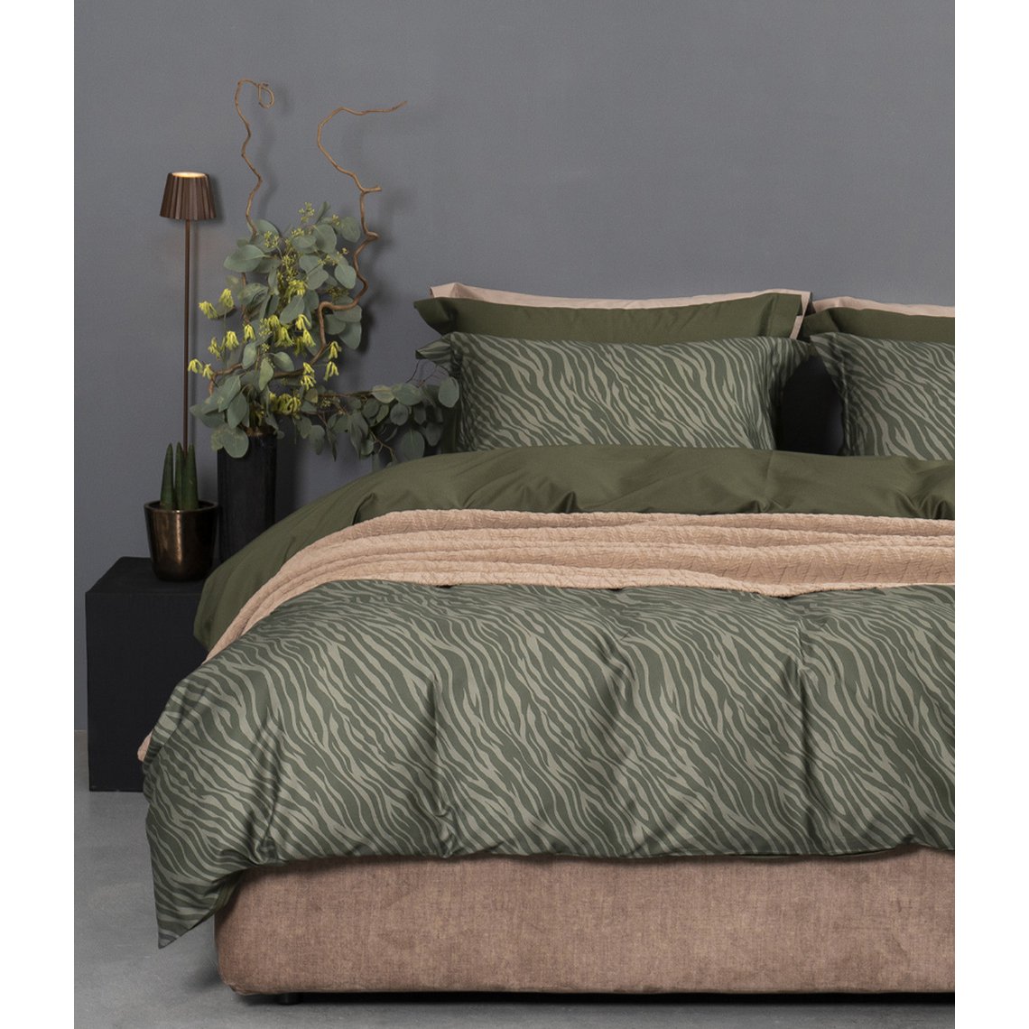 Satijnen beddengoedset Zebra Moss/Forest
