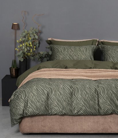 Satijnen beddengoedset Zebra Moss/Forest