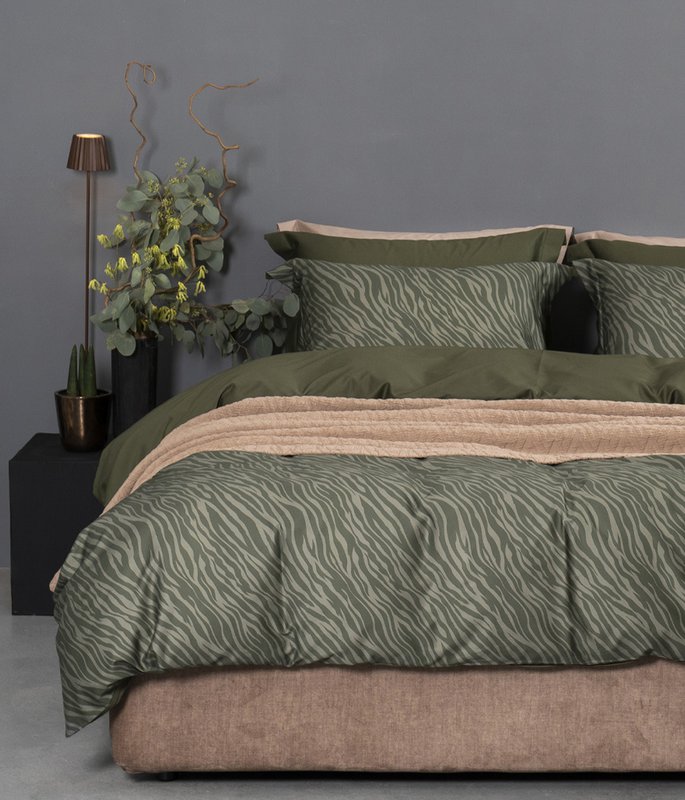 Satijnen beddengoedset Zebra Moss/Forest
