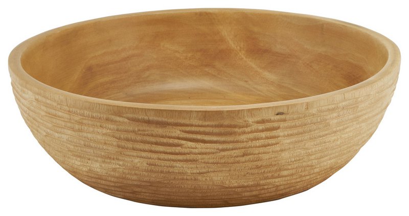Træskål - frugtskål - salatskål - model Carved Low - natur - forskellige størrelser