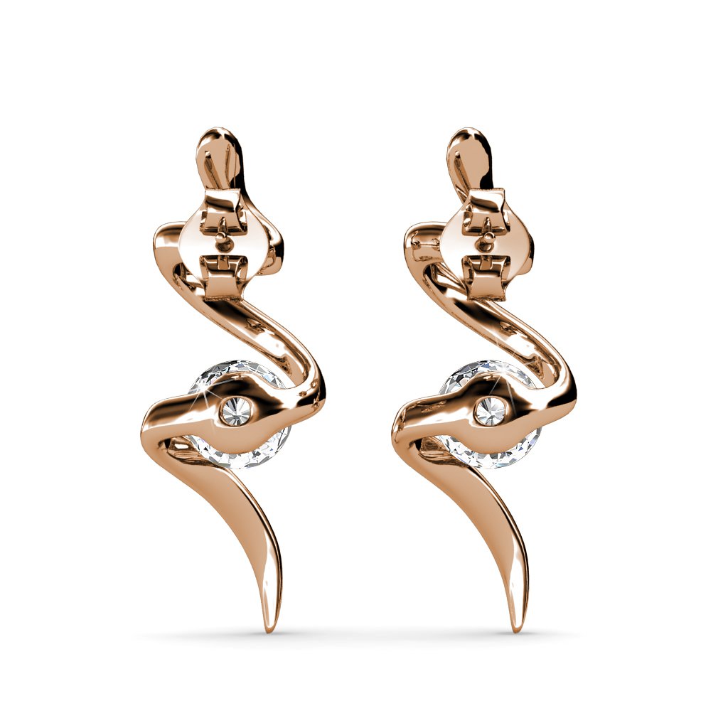 Boucles d'oreilles Spiral - Or Rosé et Cristal