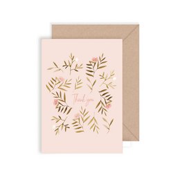 Double Card Thank You Pink Flowered