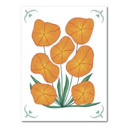 Cool flise med orange blomster og benzinfarvede detaljer