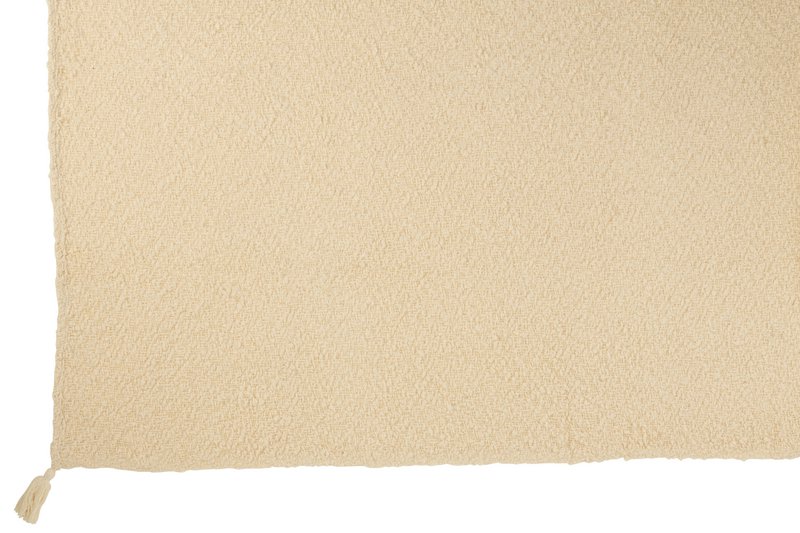 J-Line plaid Kwasten - katoen - creme - 180 x 130 cm