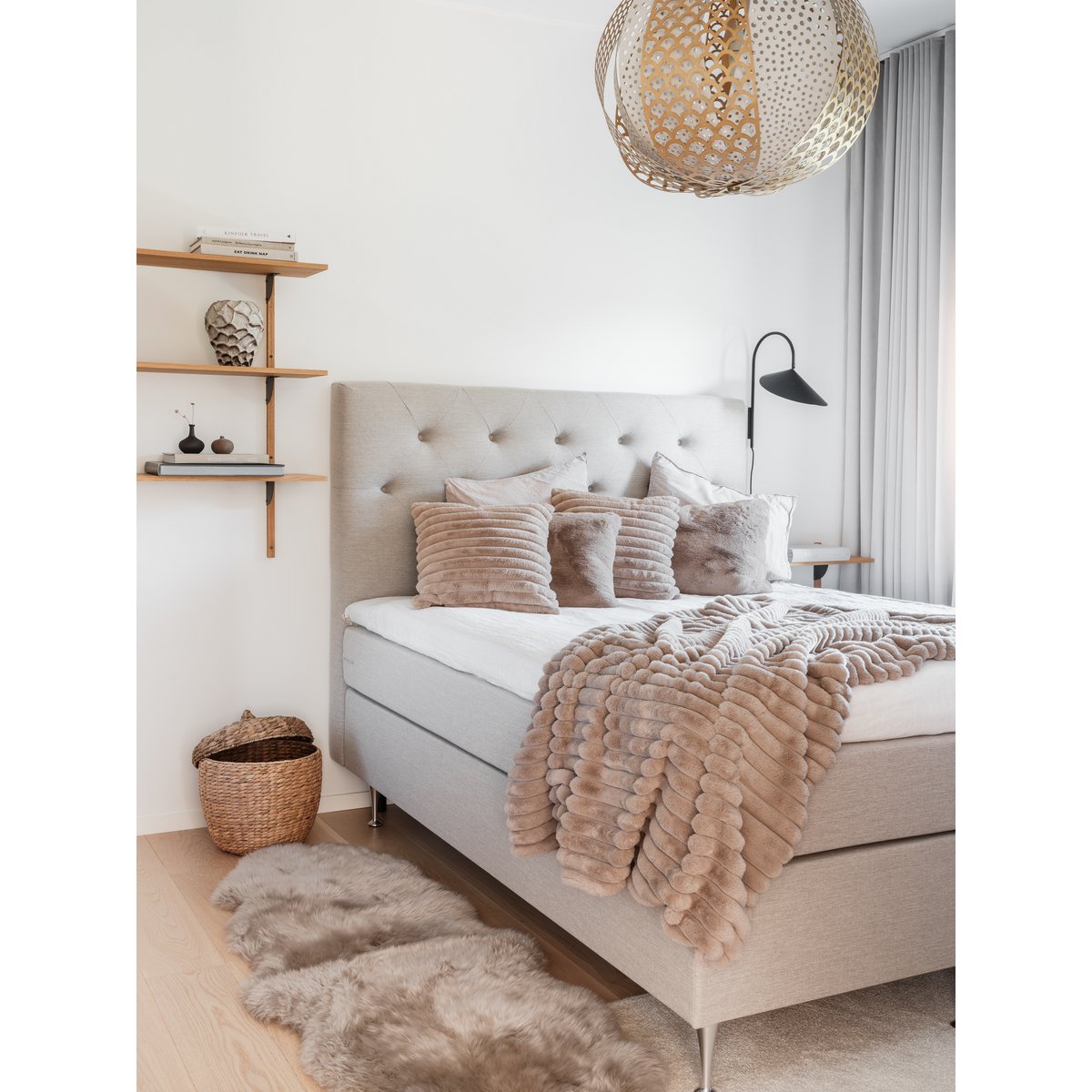 Stripy Cushion - Taupe
