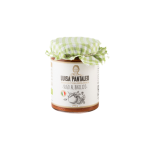 Luisa Pantaleo biologische tomaten- en basilicumsaus, gemaakt in Italië