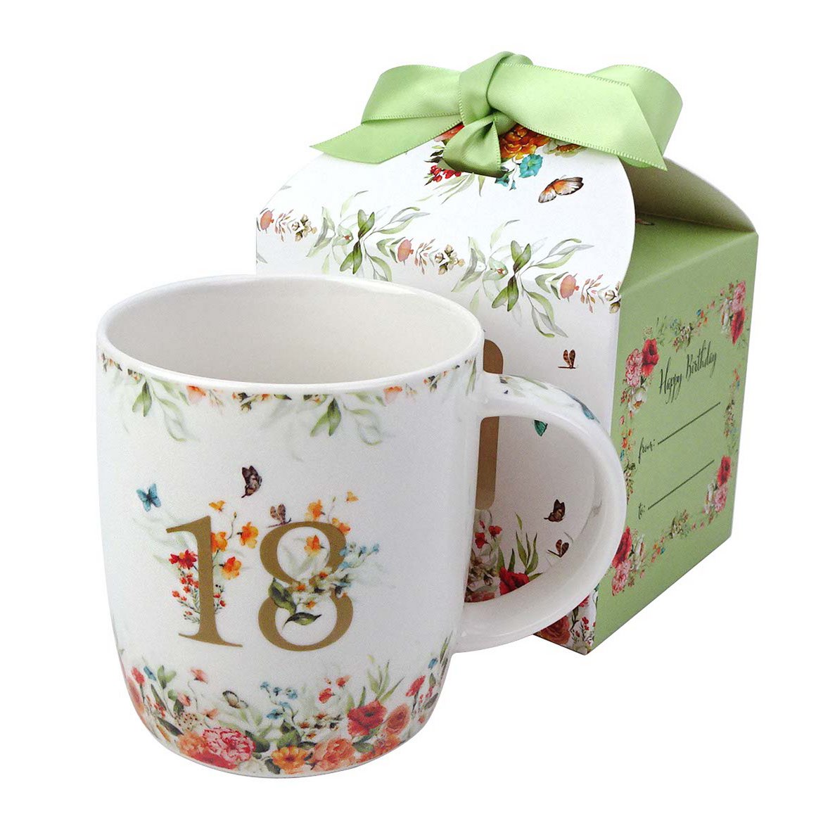 DUO Occasional Mug 400ml, Birthday “18”, in a giftbox with a ribbon