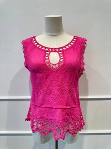 Tanktop mit bestickter Spitze – 100 % – hergestellt in Italien