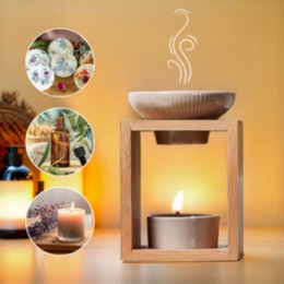 Parfumebrænder Naturea-serien - Yona - i bambus og keramik - Sund diffusionsduftende voks, fondanter - gaveidé