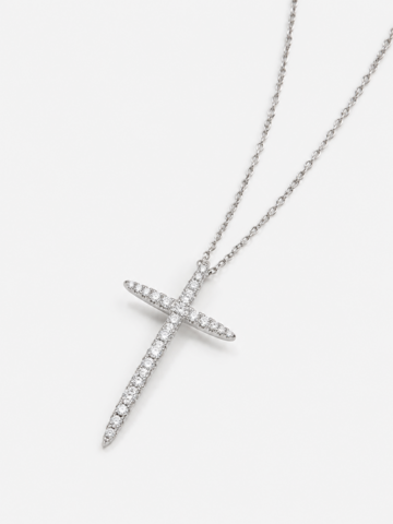 Verfijnde taps toelopende Moissanite kruisketting