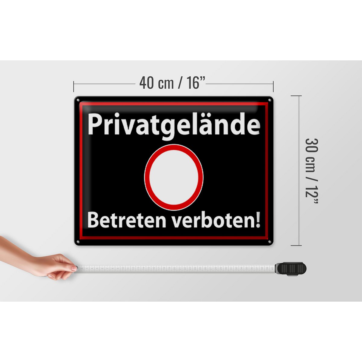 Tin sign notice 40x30cm private property black