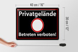 Tin sign notice 40x30cm private property black