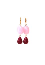Oorbellen met druppel agaat cerise en steen roze