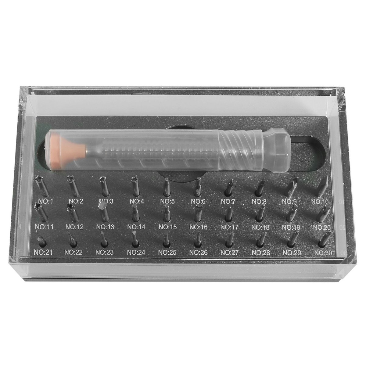 Set multifuncional con 30 accesorios para trabajos de relojería.