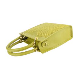 RB1026CM | Verticale dameshandtas van echt leer en stro, gemaakt in Italië. Afneembare en verstelbare lederen schouderband. Accessoires van gepolijst goud - Pistachekleur - Afmetingen: 24 x 29 x 9 cm