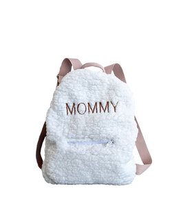 Teddy children's backpack with an embroidered name - white