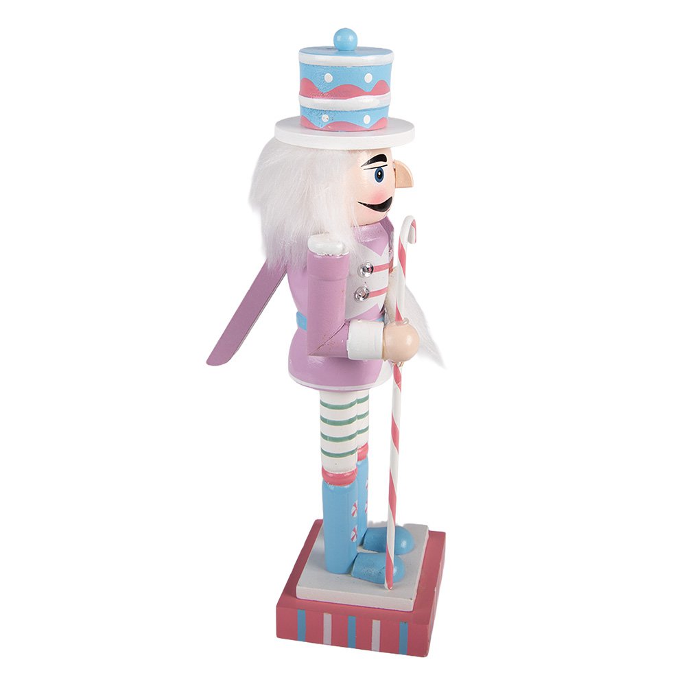 Christmas Decoration Statue Nutcracker 10x9x38 cm Pink Wood