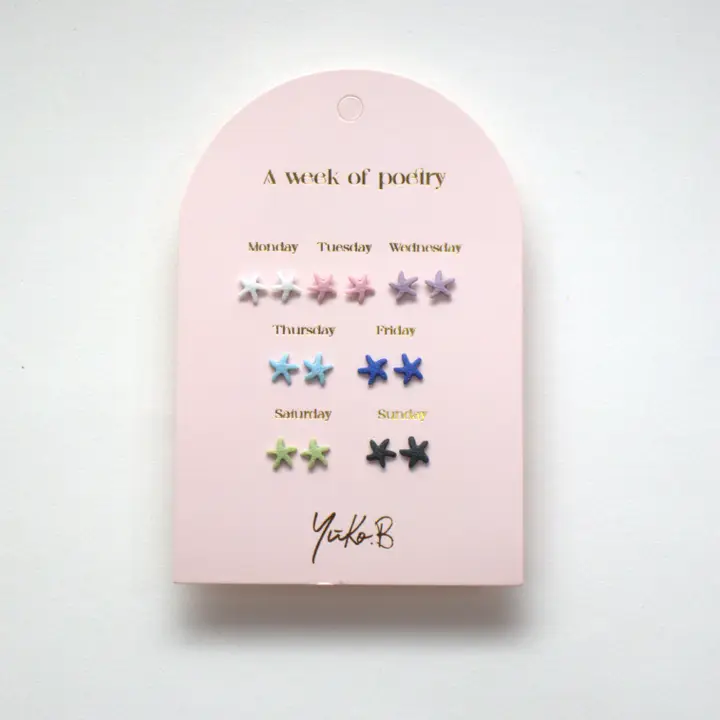 Box of 7 Earrings — Starfish Poetry Week - English