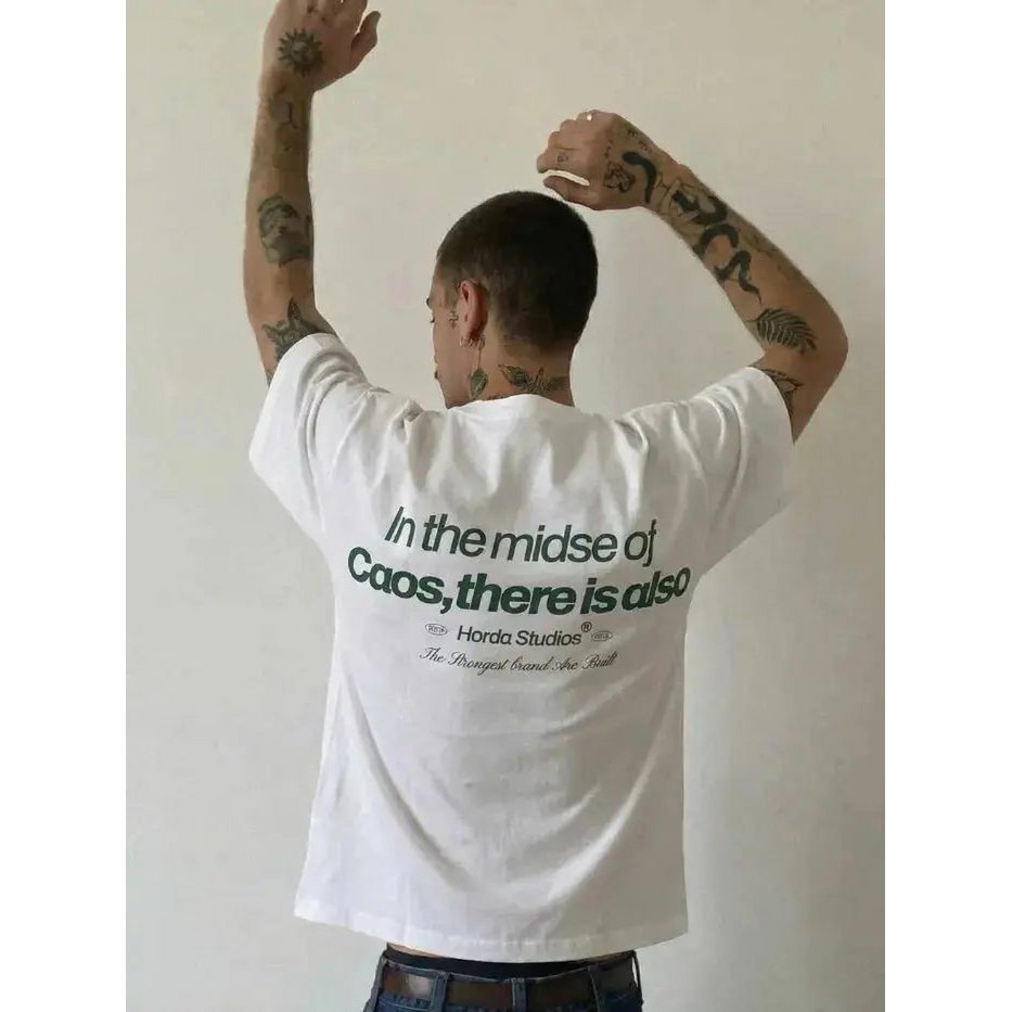 T-Shirt Caos 200gr Boxy Fit Oversize Cotone Made in Italy