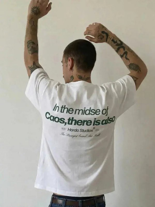 T-Shirt Caos 200gr Boxy Fit Oversize Cotone Made in Italy
