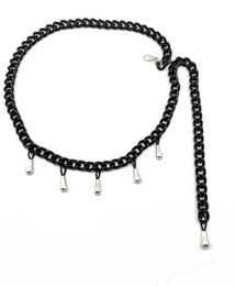 Ceinture Chaînes et Gouttes noires et argentées