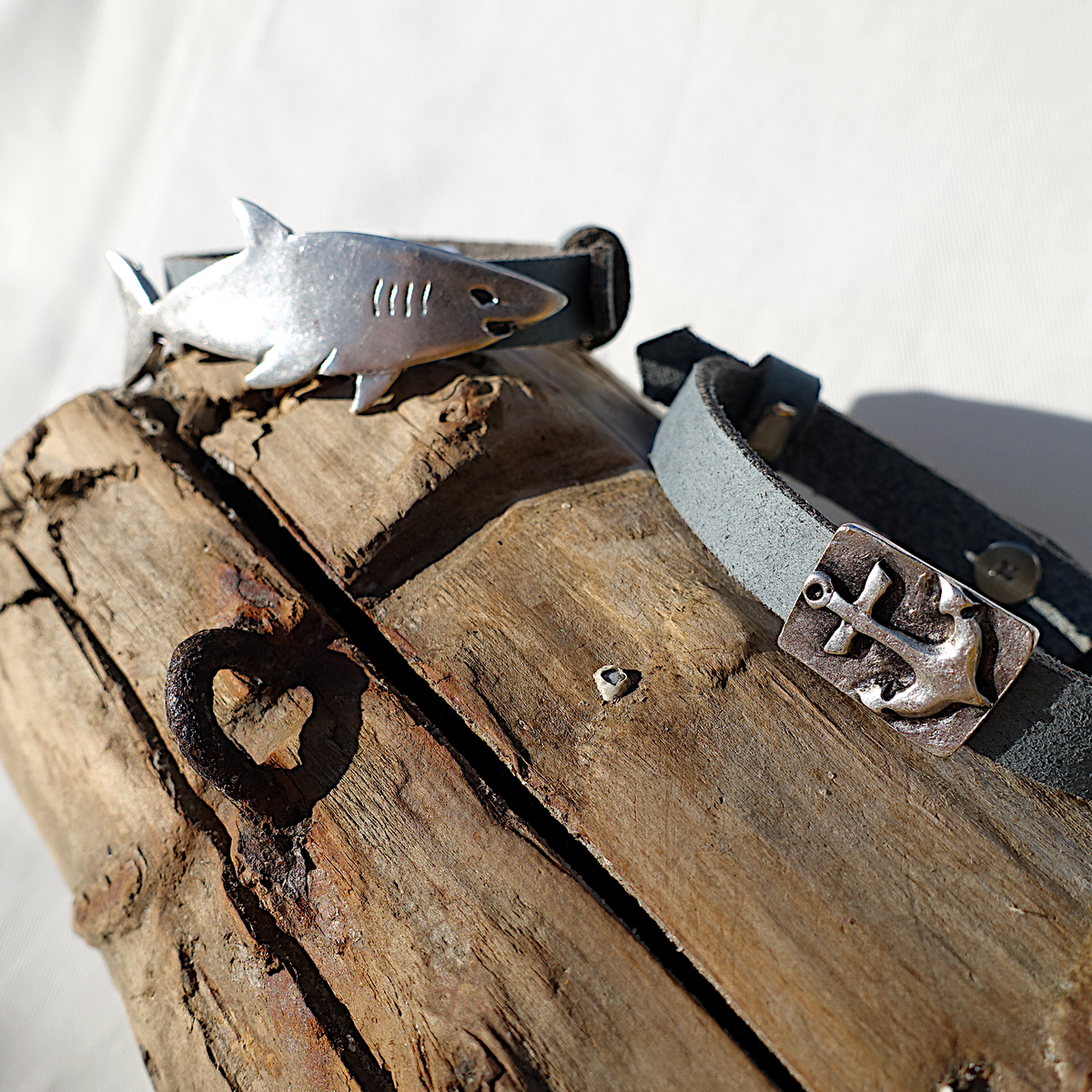 Leren armband anker