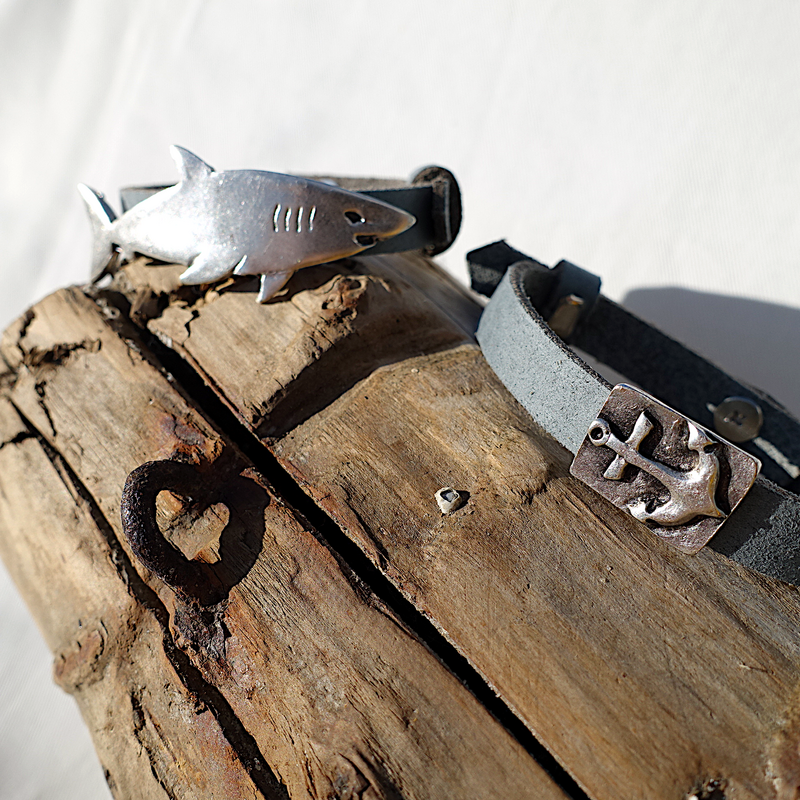 Leren armband anker