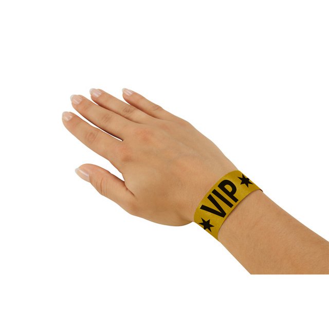 Braccialetti per eventi Sigel super soft 255x25mm oro con stampa VIP 120 pz