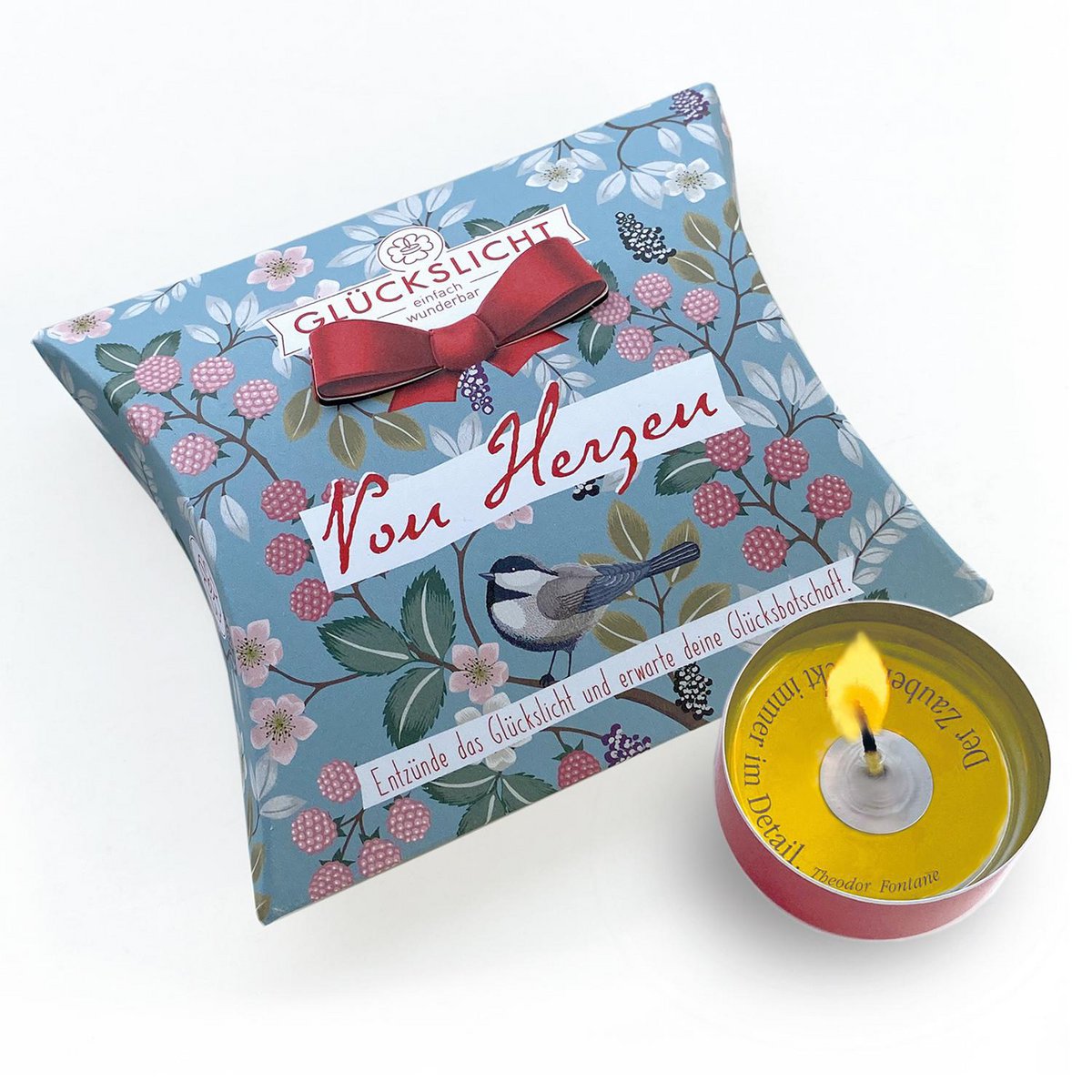 Gelukslampje / In een geschenkverpakking met uitgesneden strik 🎀 / Vintage / Vanuit het hart