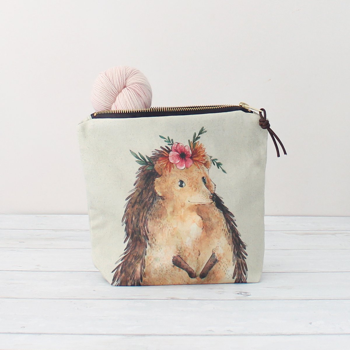 Nikki the Hedgehog | Large Zipper Pouch | Storage Bag | Cosmetic Bag