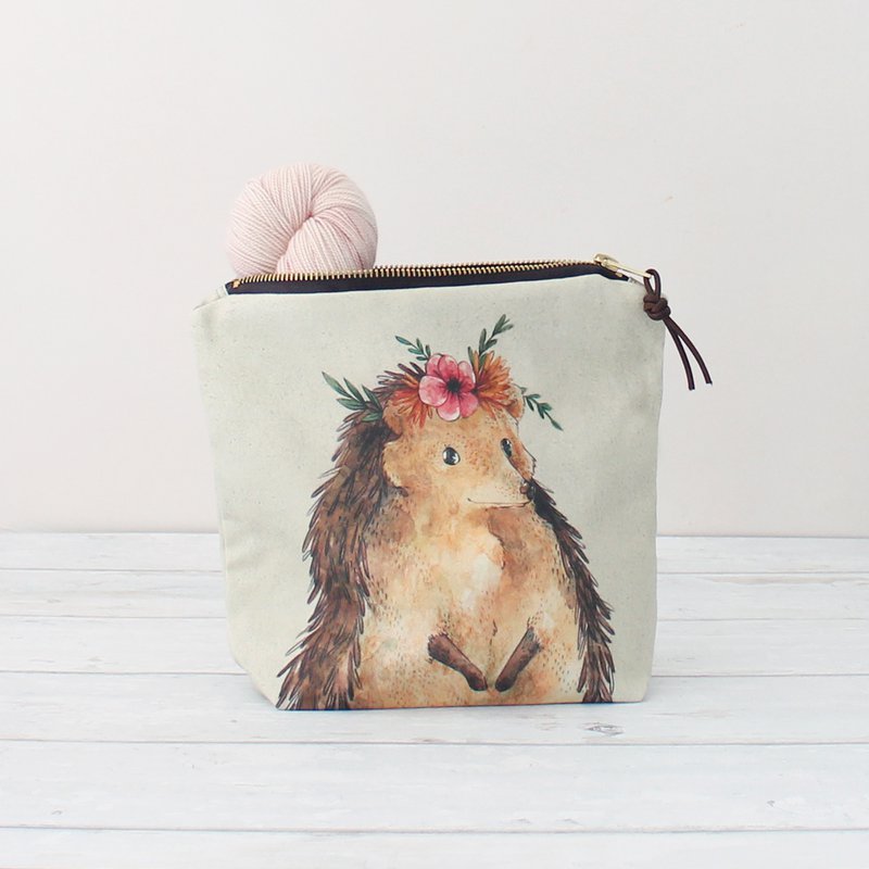 Nikki the Hedgehog | Large Zipper Pouch | Storage Bag | Cosmetic Bag