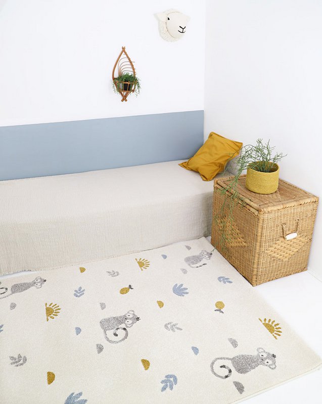 Little monkeys children's bedroom rug LITTLE WILD MONKEY HONEY M