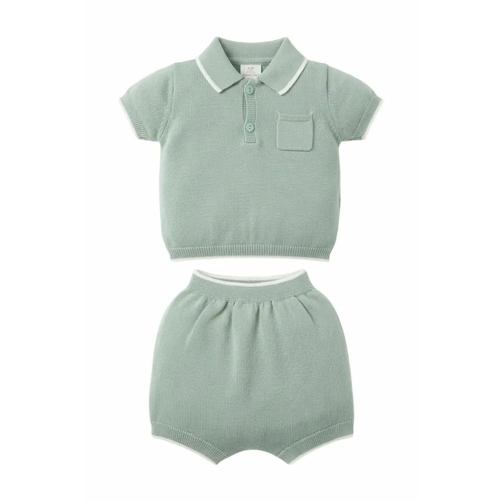 Conjunto bebé niño punto, polo y shorts