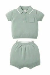 Conjunto bebé niño punto, polo y shorts