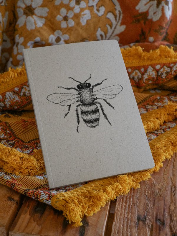 Grass paper notebook bee