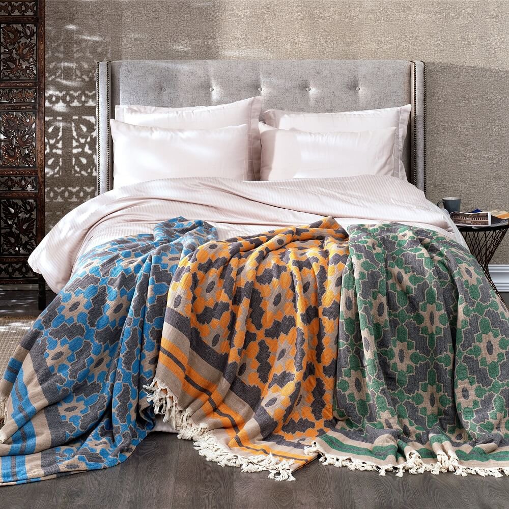 Leyla zachte katoenen jacquard sprei