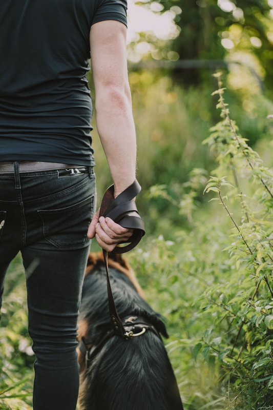 Soft leather leash from the Fluffy Puppy brand, length 175 cm, width 3 cm, hand made!