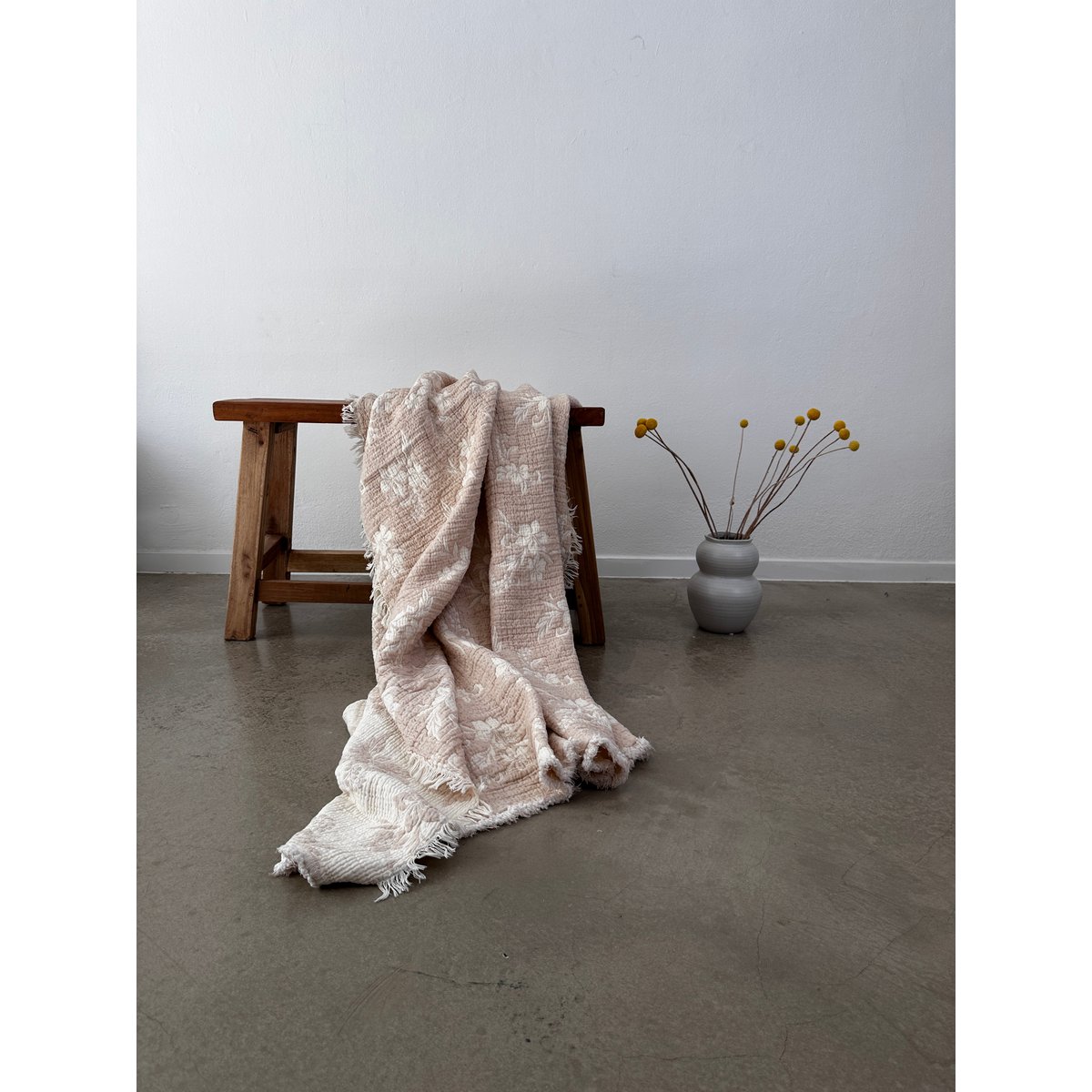 Muslin blanket - ROSE - old pink-white - 2.20 x 2.50 m