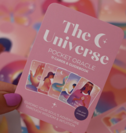  A pocket-sized oracle deck featuring illustrations and insights about the universe, perfect for personal reflection and spiritual exploration.