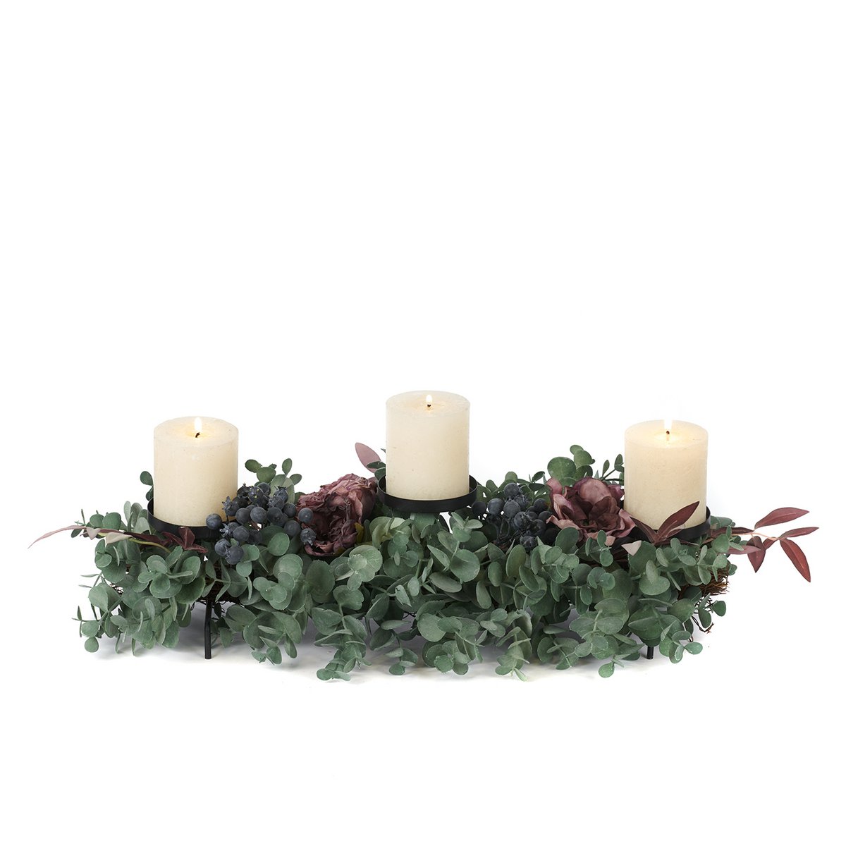 FLOWER/EUCALYPT.3 CANDLE HOLDER TT PNK/GRN 56CM OTHMES