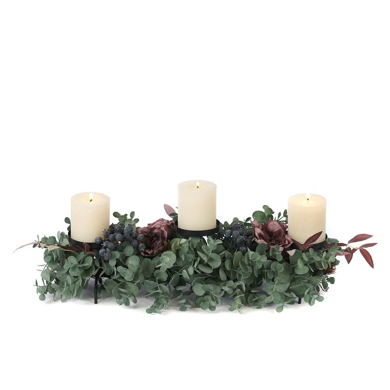 FLOWER/EUCALYPT.3 CANDLE HOLDER TT PNK/GRN 56CM OTHMES