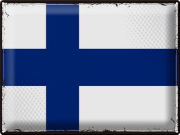 Tin Sign Flag Finland 40x30cm Retro Flag of Finland