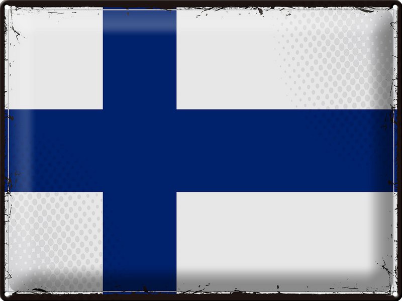 Tin Sign Flag Finland 40x30cm Retro Flag of Finland