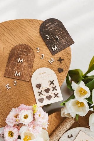 Wedding Favor Personalized Tic Tac Toe Game, Engraved Wooden Keepsake, Interactive Guest Gift Idea, Unique Wedding Guest Gift