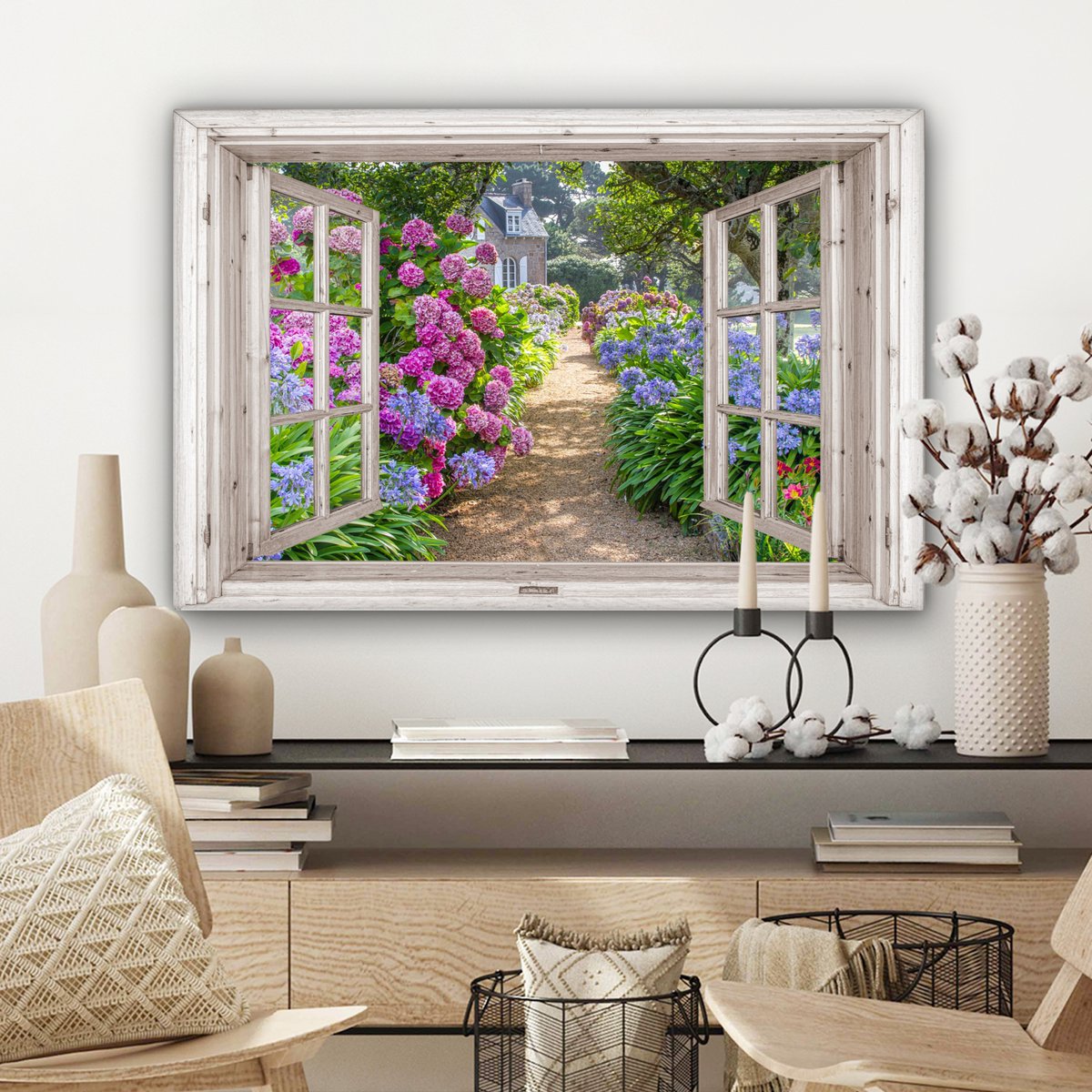 Leinwand Malerei - Wanddekoration - Hortensia - Blick - Blumen - Sommer - Lila - Pad