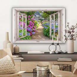 Canvas Maleri - Wall Decoration - Hortensia - View - Flowers - Summer - Purple - Pad